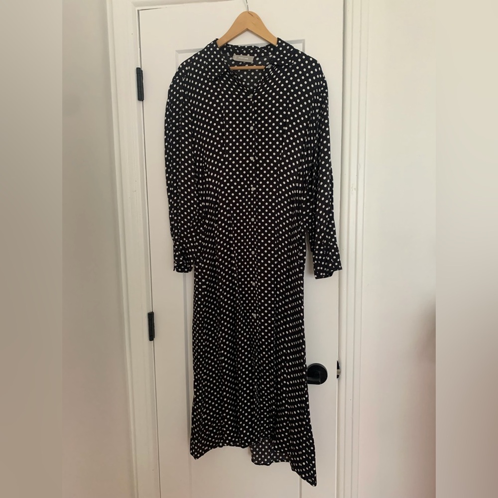 Everlane Black and White Polka Dot Long Sleeve Dress